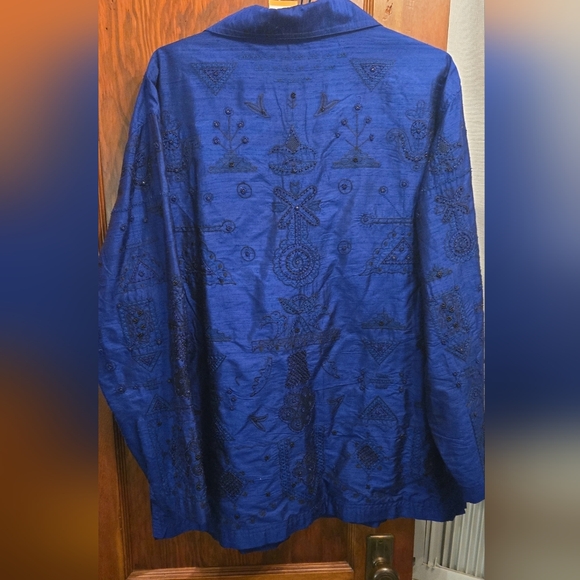 Chico's Royal Blue Embroidered Blazer - Picture 2 of 3